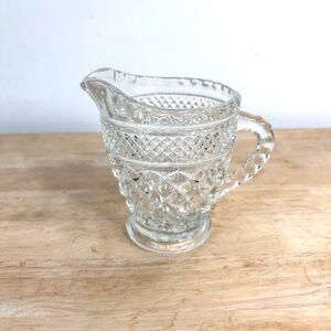 Vintage 60s Anchor Hocking Wexford Creamer 4 in EAPC Diamond Pressed Glass MCM